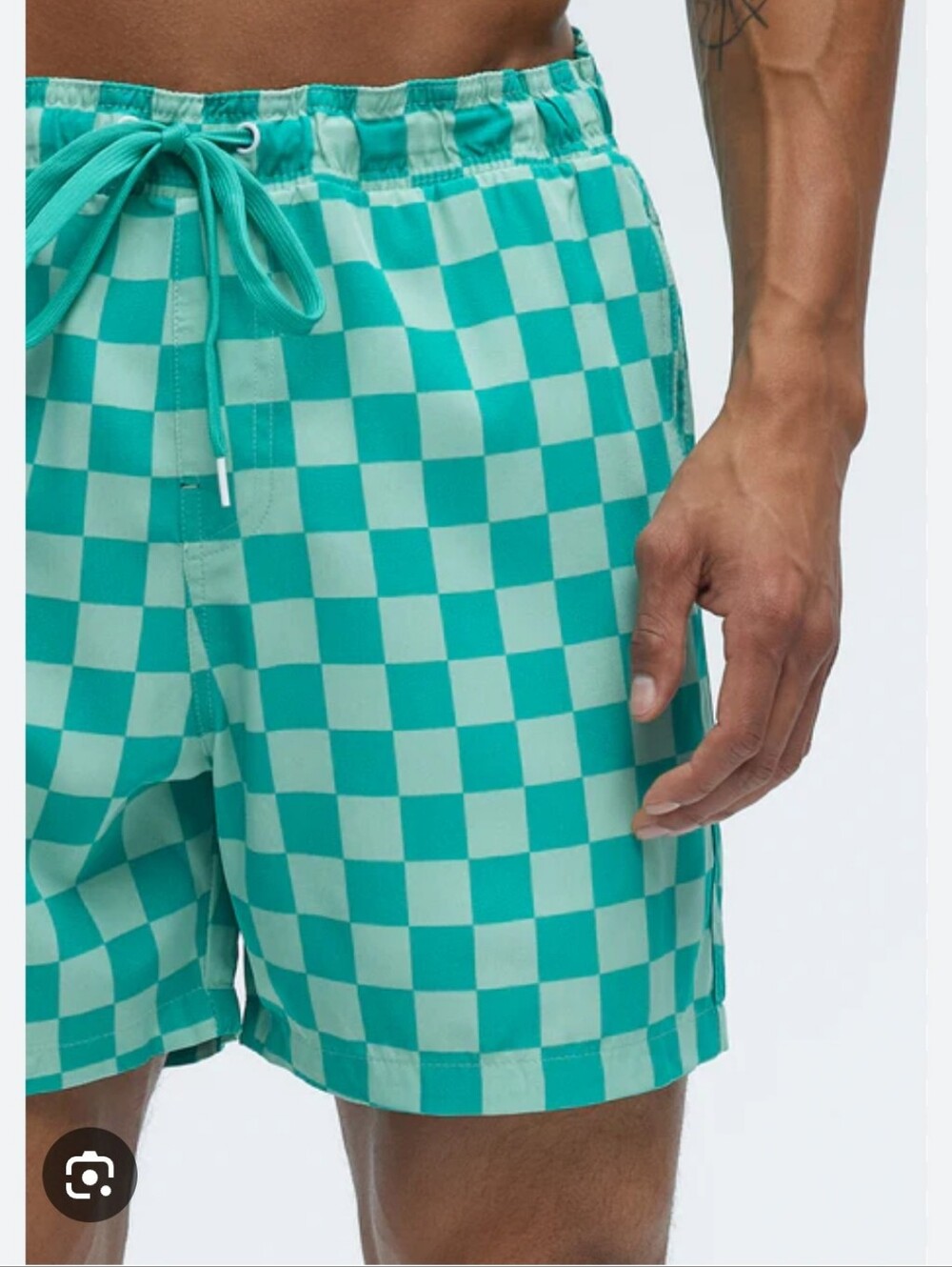 Gap Mens Swim Trunks Board Shorts Size Small, Mint/White Checkered.